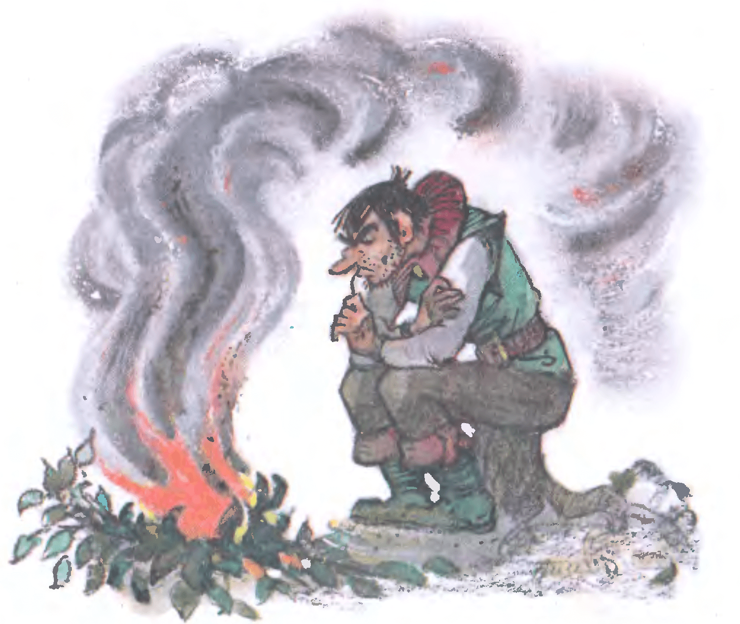 Иллюстрация Л.В. Владимирского к сказке А.М. Волкова «Жёлтый туман»